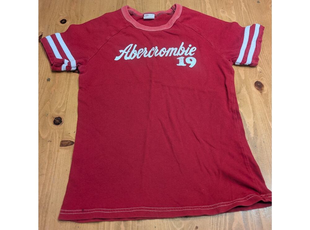 Abercrombie & Fitch S/S Graphic Tee, Red/White, 90's Baby Tee, Women's Lg, EGU